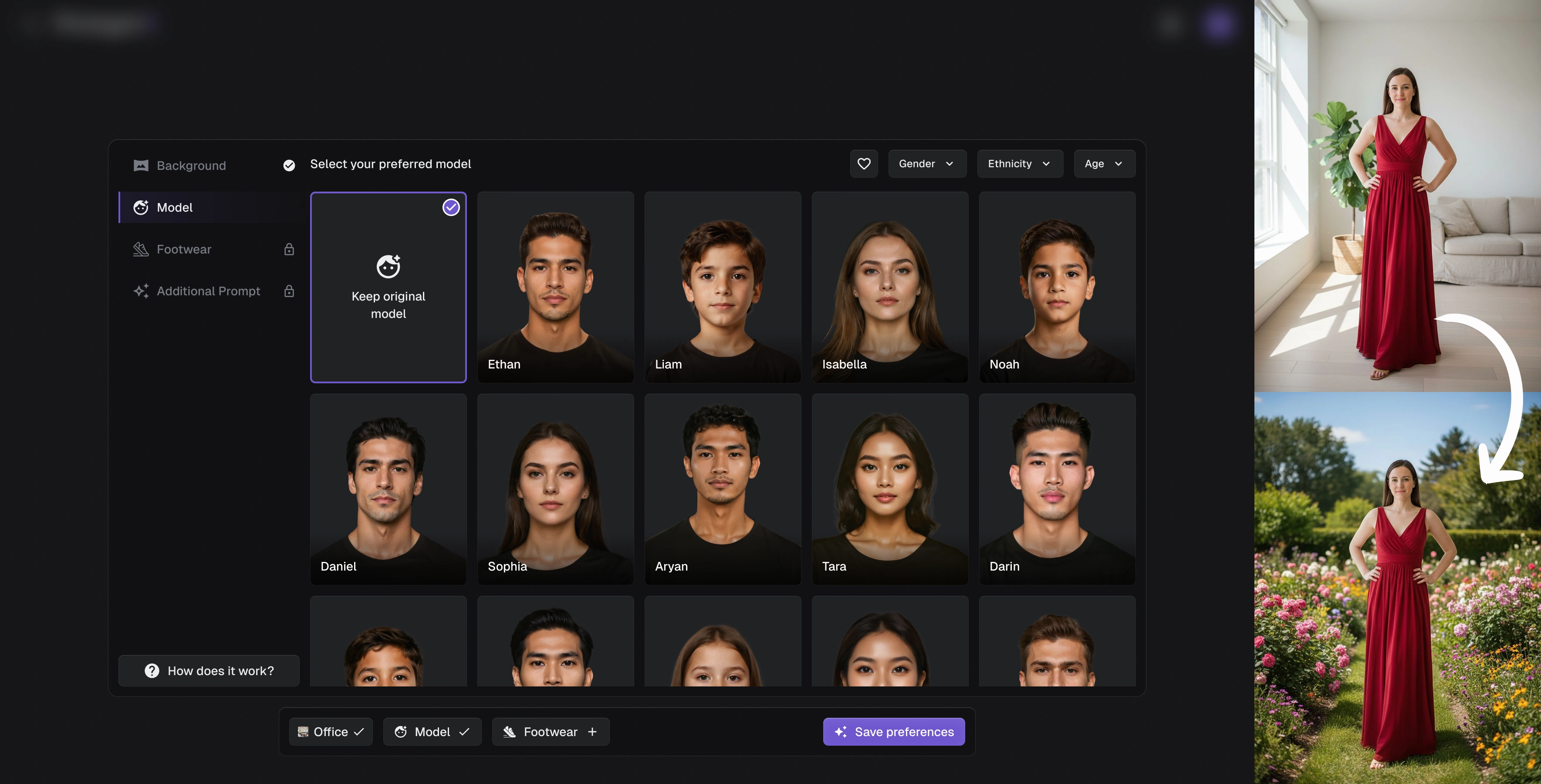 Keep Original: retain background, change model