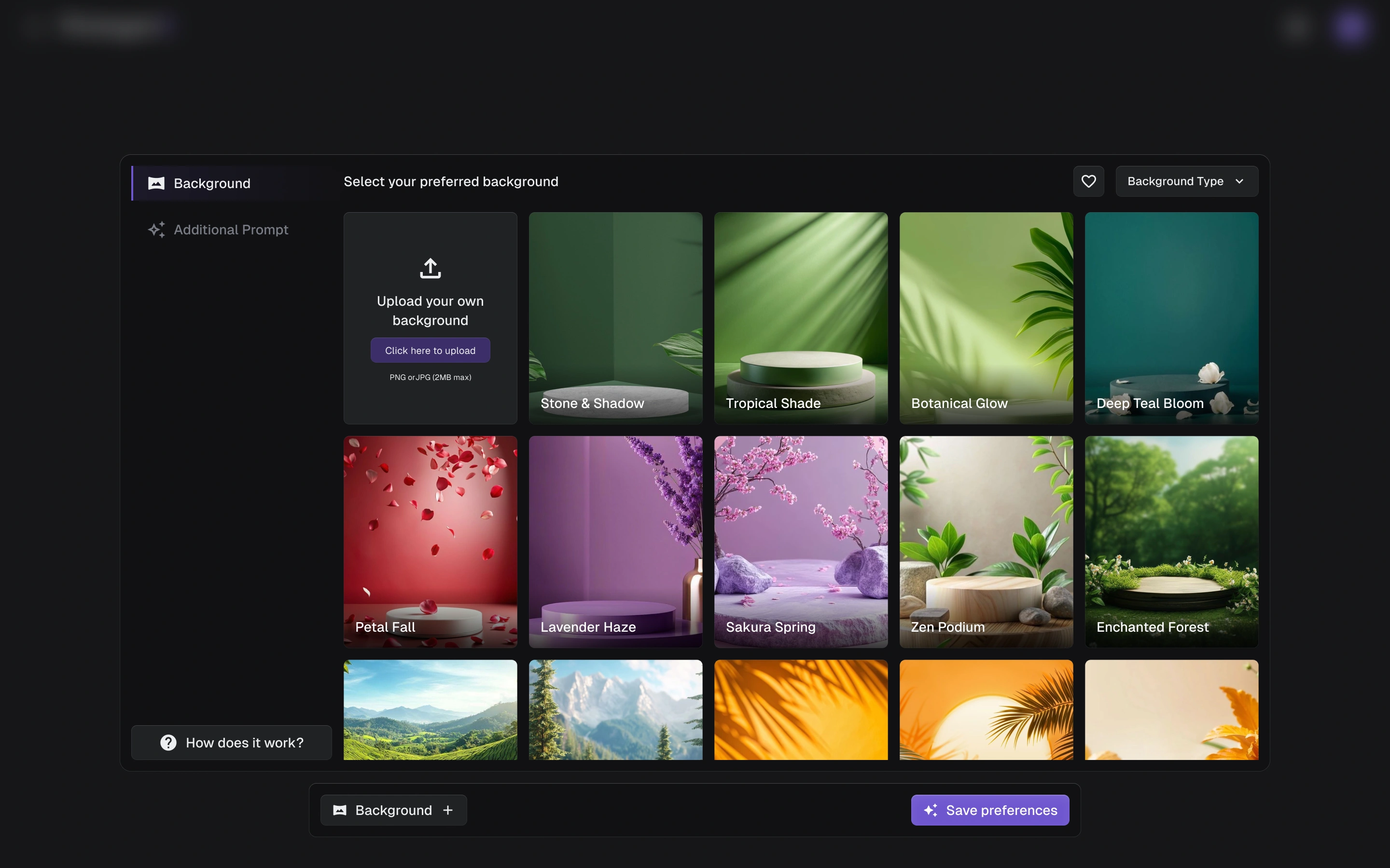 Product background replacement preview