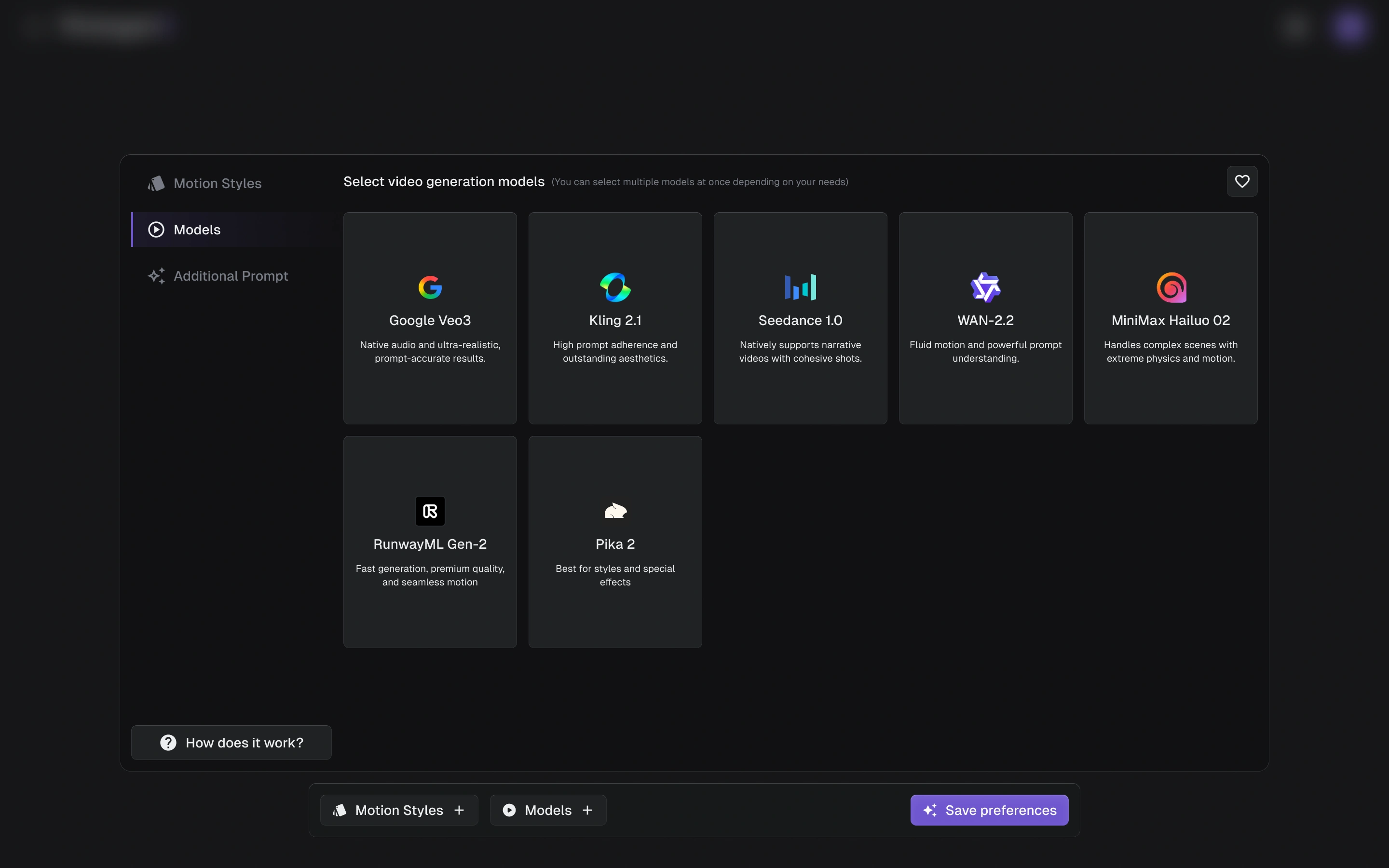 Video generator preview